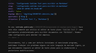 *Sublime Text 3* y *Markdown Editing* juntos.