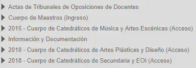 Sección de oposiciones de la página web de la *Conselleria*.