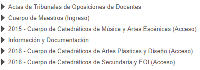 Sección de oposiciones de la página web de la *Conselleria*.