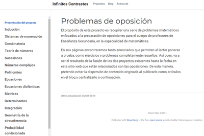 Página de presentación del proyecto *Problemas (Oposición)*