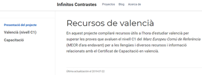 Página de presentación del proyecto *Valencià*