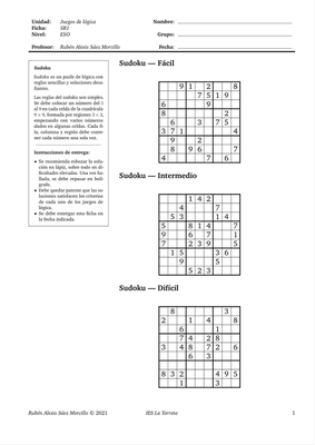 Ejemplo de ficha para el juego *Sudoku*.