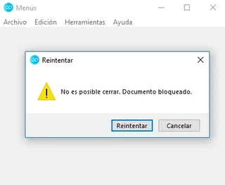 Ventana emergente para reintentar una acción