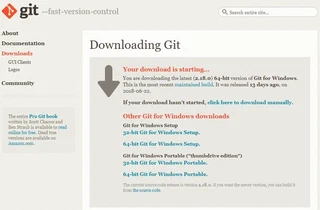 Página de descarga de Git.
