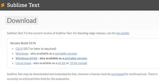 Página de descarga de Sublime Text 3.