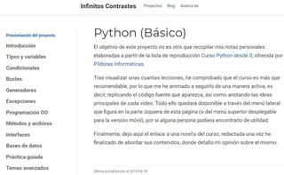 Página de presentación del proyecto Curso Python (Nivel básico)