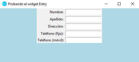 Separando elementos con `padx` y `pady`.